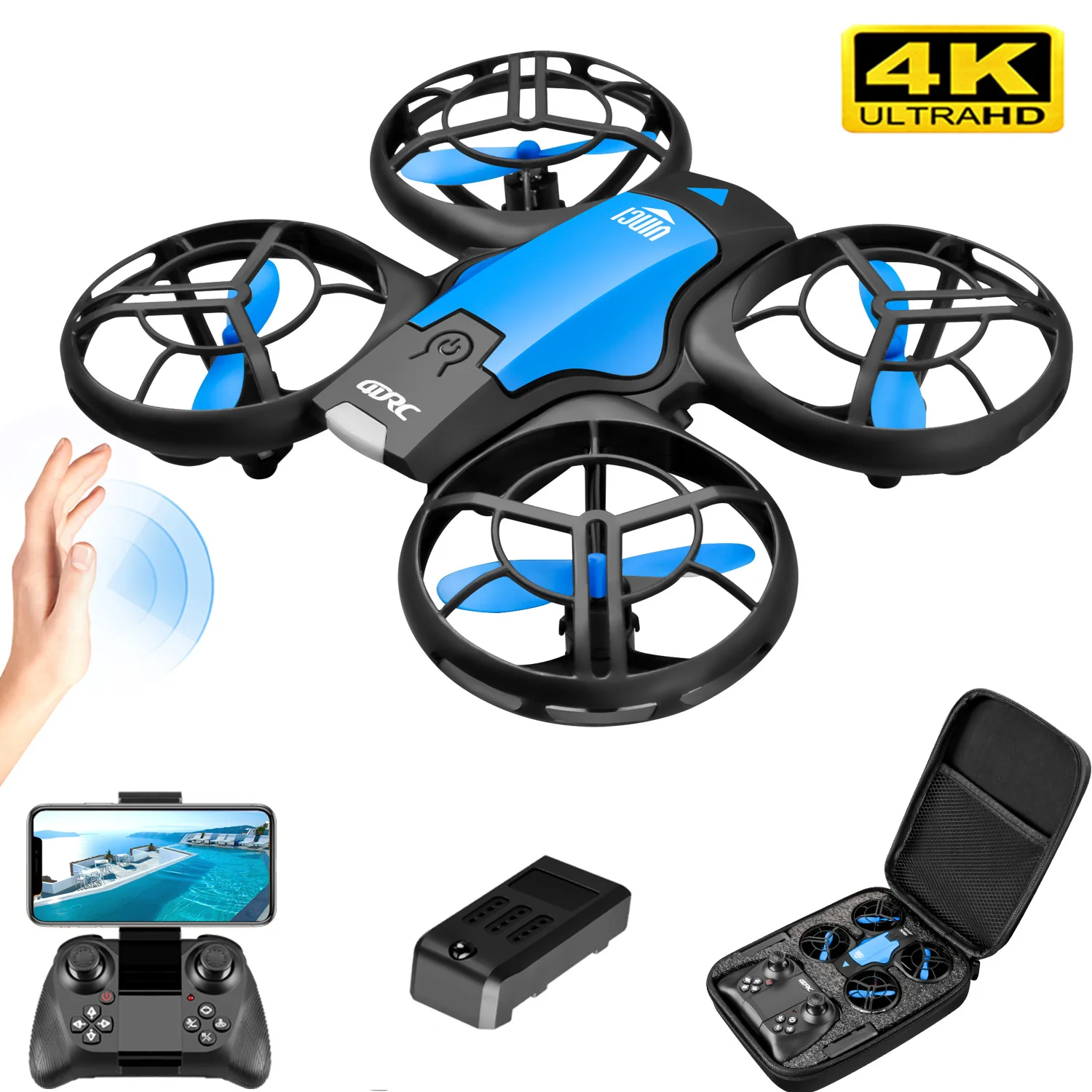 V8新型ミニドローン 4KプロフェッショナルHD 1080P - Drone Controller Screen のレビューと価格
